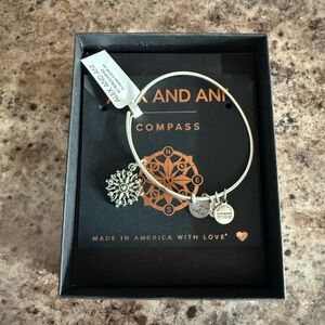 Alex and Ani Silver Compass Charm Bangle